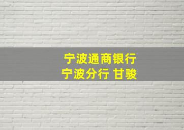 宁波通商银行宁波分行 甘骏